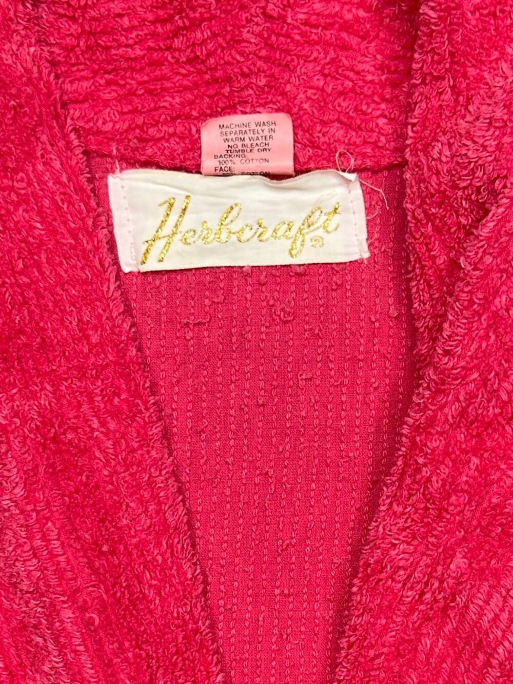 Vintage Herbcraft Chenile Robe, Belted Pockets, SZ Small Made in USA Cottagecore - Picture 5 of 6